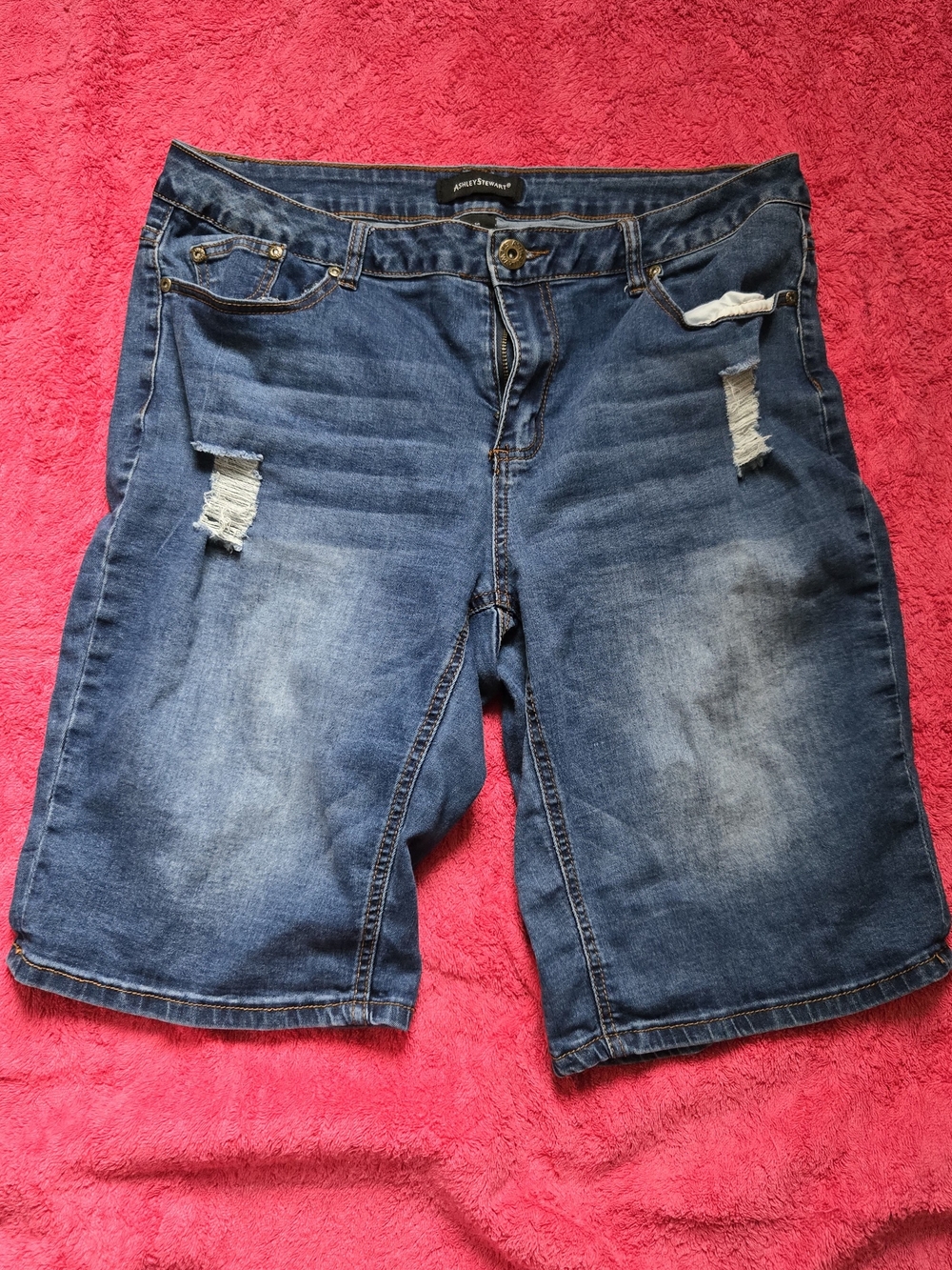 Distressed Denim Shorts - Blue